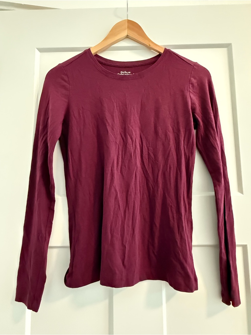 Banana Republic Long Sleeve Crewneck Top in Burgundy